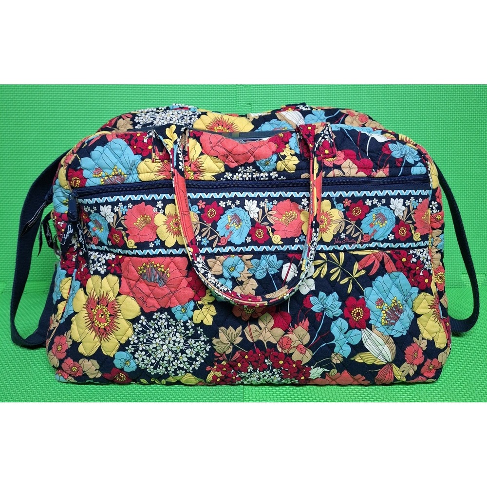 Vera Bradley Large Duffle Bag Travel Crossbody Happy Snails Floral 2012 Retired